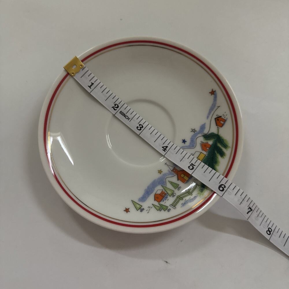 Vintage 4pc Set Salem China Christmas Eve Teacups and Saucers Holiday Dinnerware - Picture 9 of 10